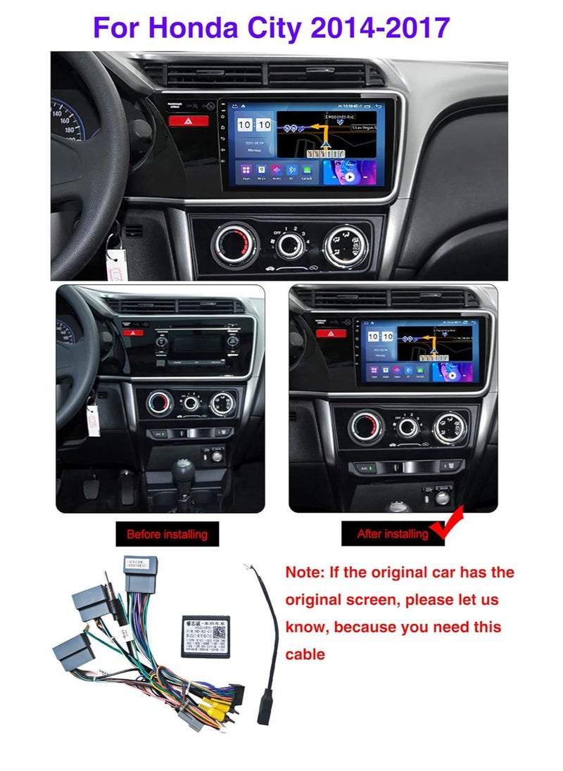 Car Radio Multimedia Player with Backup Camera for Honda City 2014-2017 Android 11 Car Stereo 9" Support Bluetooth Navigation GPS/Carplay/Wifi/4G/SWC/DSP