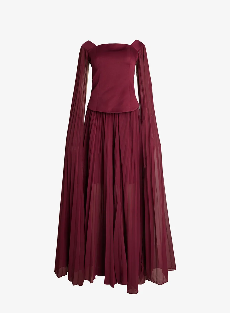 Ginger Boutique Corset Bodice Drop Waist Dress with Cape Sleeves