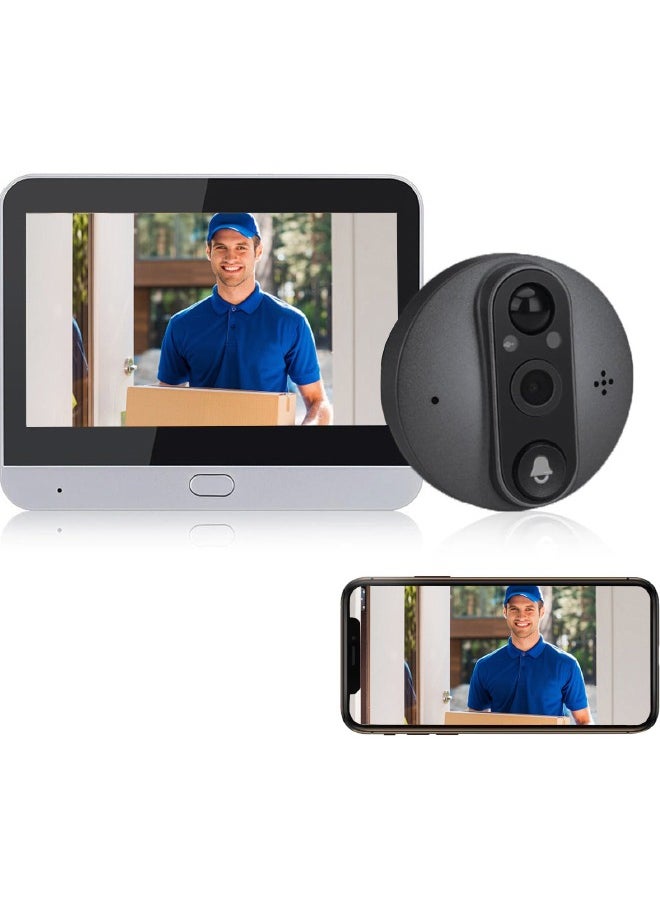 Sharpdo - 1080P Video Intercom Video Doorbell with WIFI Monitor HD Camera 4.3'' Colour Screen Display TUYA App Viewing Two-Way Audio PIR Motion Detection (Not Included Memory Card) - Image 1