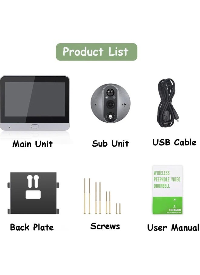 Sharpdo - 1080P Video Intercom Video Doorbell with WIFI Monitor HD Camera 4.3'' Colour Screen Display TUYA App Viewing Two-Way Audio PIR Motion Detection (Not Included Memory Card) - Image 1