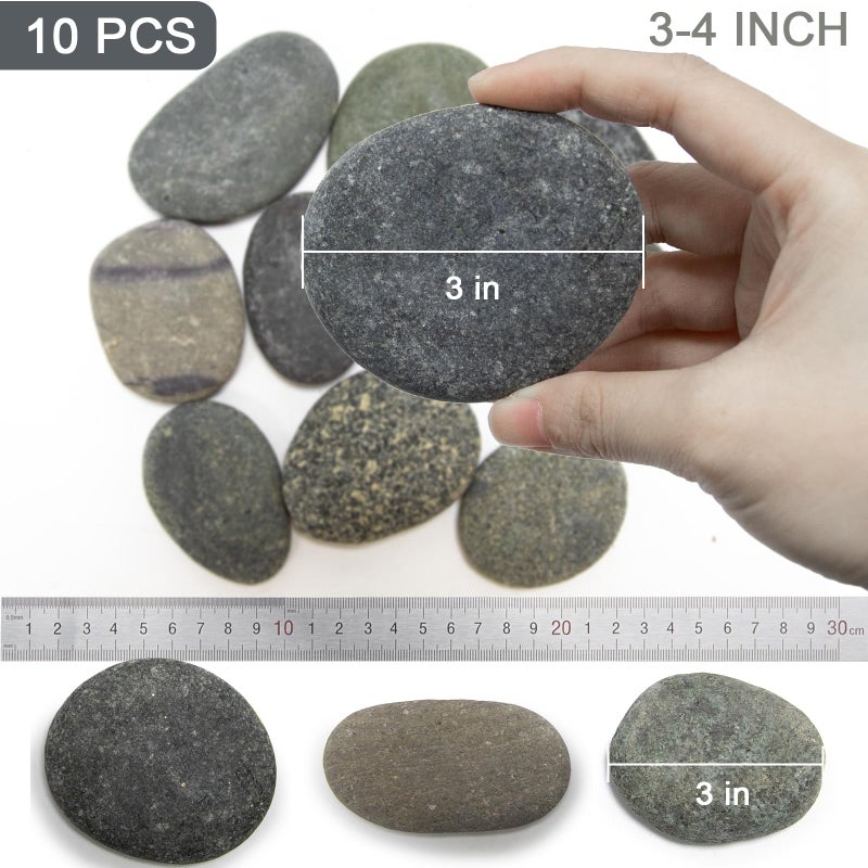 Markdang Rocks for Painting 10 Pcs 3-4” Large River Rock for Paint Natural Flat & Smooth Stones for Painting for Kids & Adult Craft Gift - Image 3