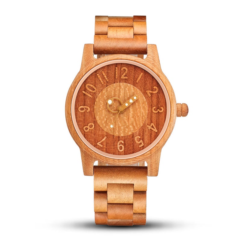 Retro Red Cherry Wood Quartz Watches for Couples Men's clothing  - Image 1