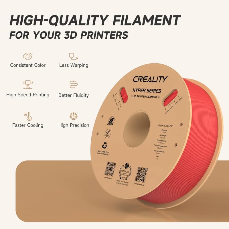 3idea Hyper PLA Filament 1.75mm, High Speed PLA 30-600mm/s 3D Printer Filament PLA, Dimensional Accuracy +/-0.02mm, Fit Most FDM 3D Printers，1KG(2.2lbs) Spool Red - Image 2