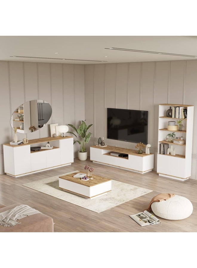 Home Canvas رف كتب قماش منزلي مستقبلي من الصنوبر والأبيض - Image 5