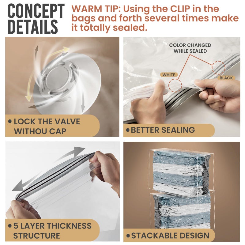 TAILI Vacuum Storage Bags 4 Pack, Jumbo Cube (31x40x15 Inch), Extra Large Vacuum Seal Bags for Clothing, Comforters, Blankets, Bedding, Sweater, Closet Organizers, Space Saving, Cream - Image 4