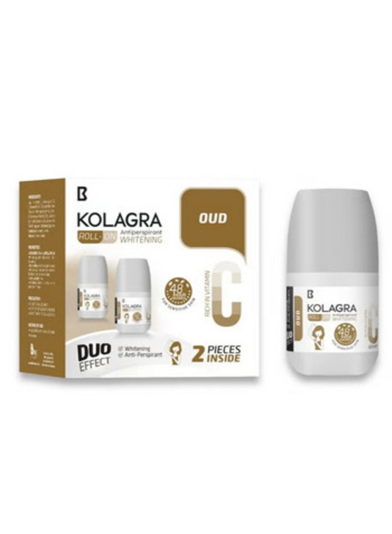 Kolagra whitening deodorant roll on oud  , 60 Ml 1+1 - Image 1