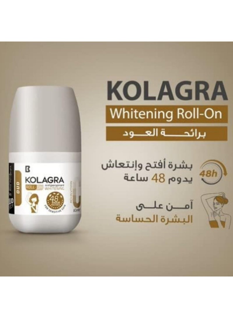 Kolagra whitening deodorant roll on oud  , 60 Ml 1+1 - Image 3