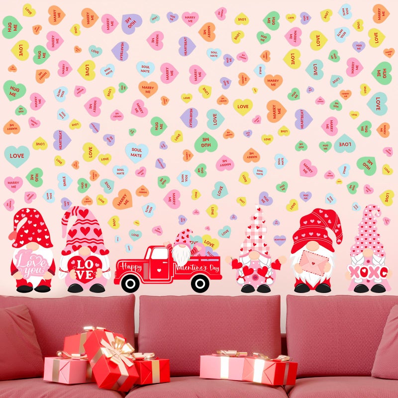 ReliThick 6 Sheets/ 199 Pcs Valentine's Day Wall Decals Removable Love Heart Wall Stickers Conversation Heart Window Stickers Anniversary Romantic Decoration for Wedding Home Party Decor(Lovely) - Image 3