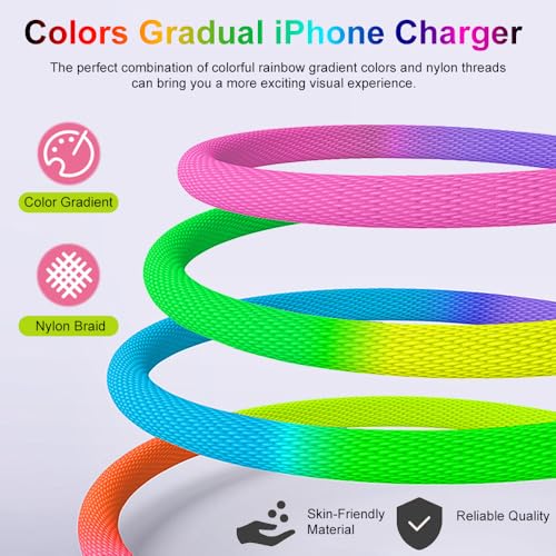 KINDRM Carplay Cable for iPhone 15 16 Pro Max Plus, 6.6ft Colorful Gradual Braided USB A to Type C Fast Charging Cord USB C Charger for iPhone 16 15 Pro Max, iPad Pro, iPod Air, Samsung S24 S23 S22, LG More - Image 3