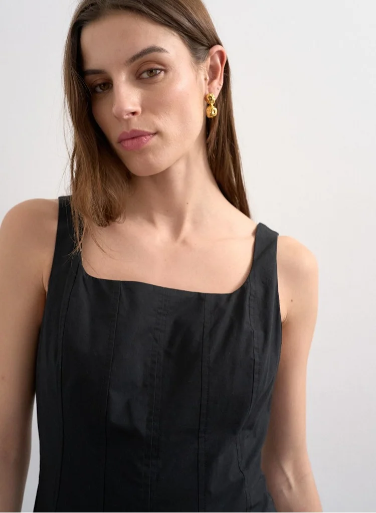 توب شوب فستان ماكسي منسوج بدون أكمام كاجوال