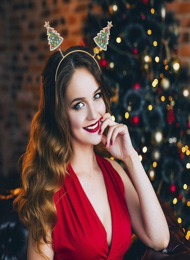اتش اس دبليو اي طوق رأس نسائي لعيد الميلاد، مزين بأحجار الراين على شكل شجرة عيد الميلاد، طوق شعر "عام جديد سعيد"، عيد ميلاد مجيد، إنه عيد الميلاد! - Image 2