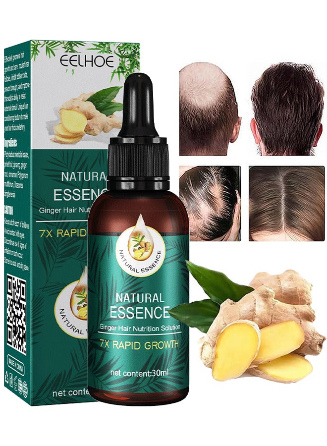 EELHOE Natural Ginger Hair Nutrition Essence Oil, 7X Rapid Growth, Natural Hair Regrōwth Serum For Women And Men, Anti-Frizz Hair Serum, Light And Non-Greasy, Hair Serum Organic Hair Longer Fuller 30ML  - Image 1