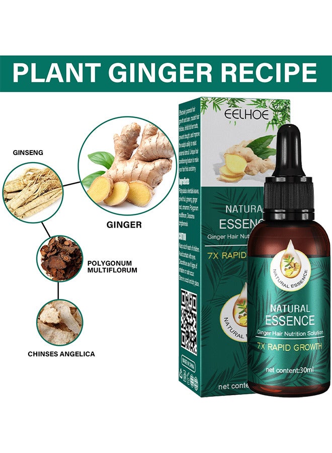 EELHOE Natural Ginger Hair Nutrition Essence Oil, 7X Rapid Growth, Natural Hair Regrōwth Serum For Women And Men, Anti-Frizz Hair Serum, Light And Non-Greasy, Hair Serum Organic Hair Longer Fuller 30ML  - Image 3