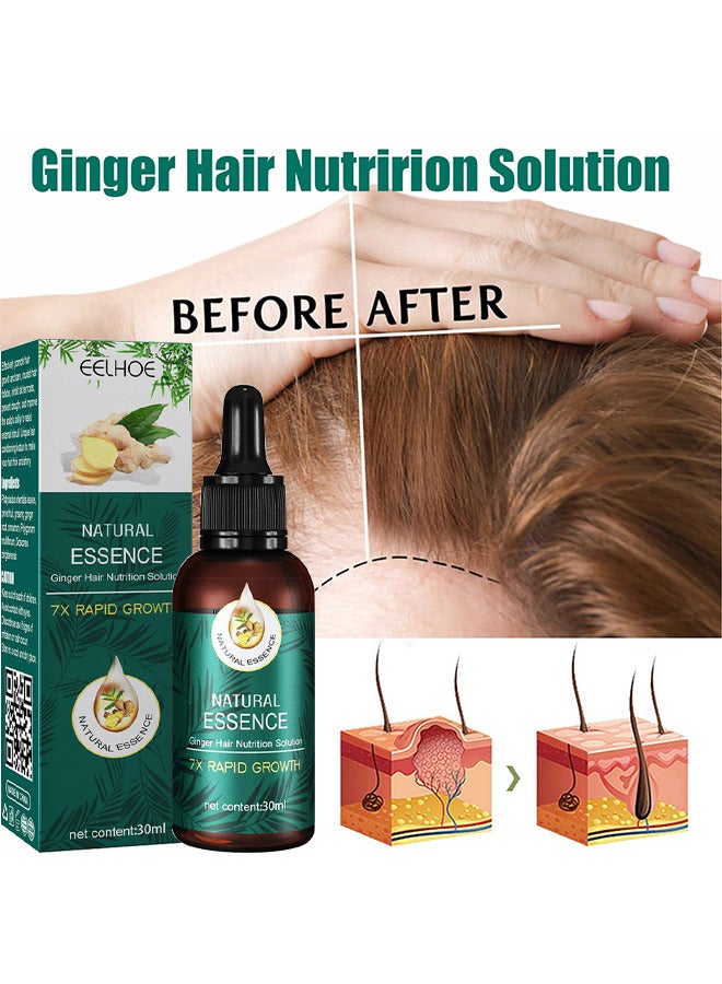 EELHOE Natural Ginger Hair Nutrition Essence Oil, 7X Rapid Growth, Natural Hair Regrōwth Serum For Women And Men, Anti-Frizz Hair Serum, Light And Non-Greasy, Hair Serum Organic Hair Longer Fuller 30ML  - Image 2