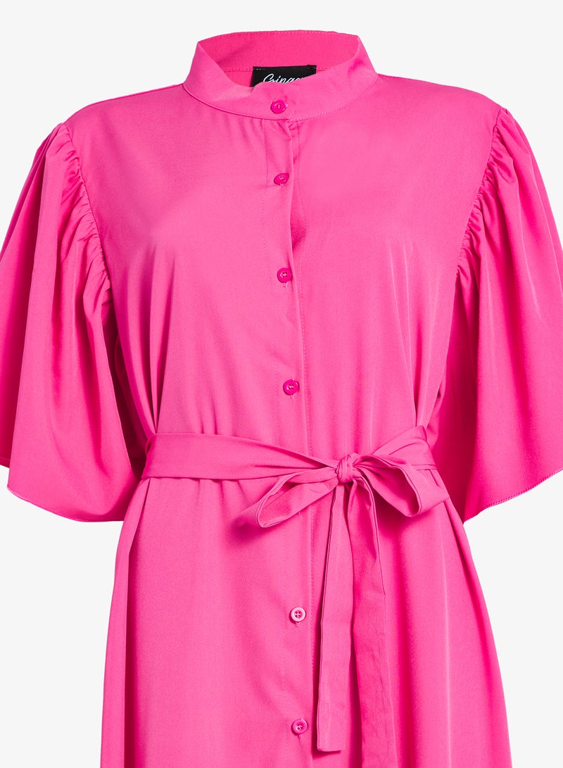 جينجر بلس فستان - بأزرار وأكمام مكشكشة - Image 4