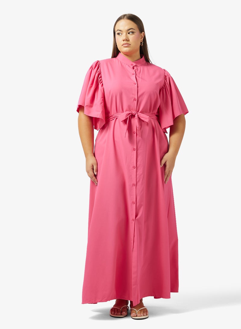 جينجر بلس فستان - بأزرار وأكمام مكشكشة - Image 5