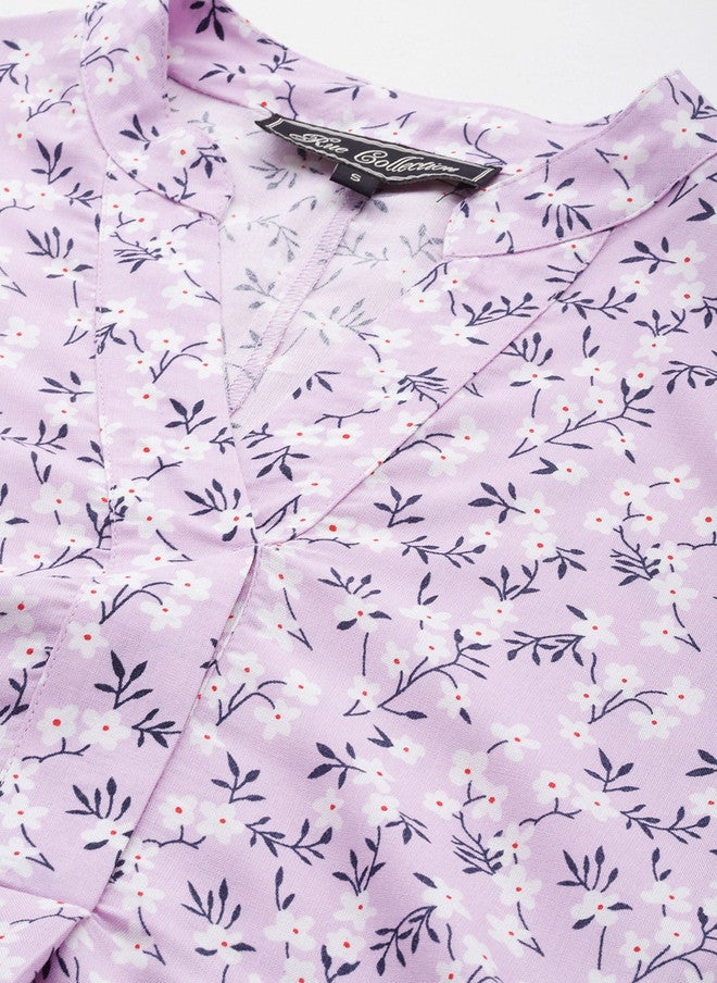 Rue Collection فستان قميص بطبعة زهور مع ياقة ماندارين للنساء - Image 2