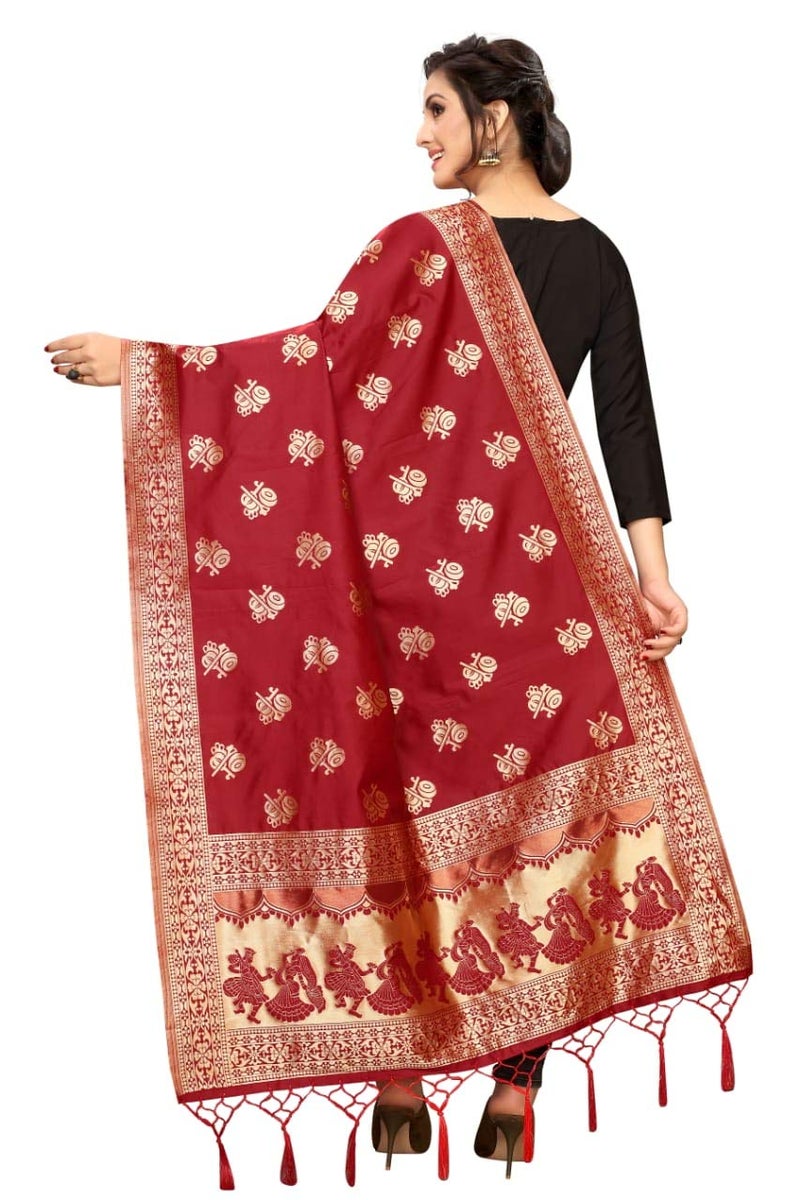 JENNY DESIGNER دوبتة مصممة من حرير باناراسي للنساء دانديا راس - Image 3
