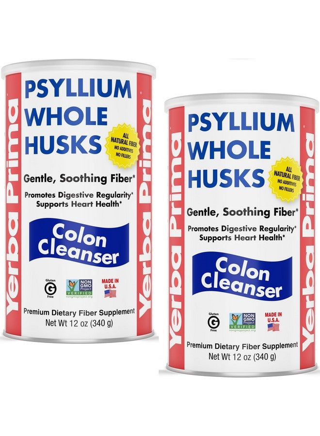 يربا بريما قشور سيلليوم كاملة من يربا بريما، 12 أونصة (عبوة من قطعتين) - منظف للقولون، خالٍ من الجلوتين، غير معدّل وراثيًا، منتظم ومهدئ - Image 1