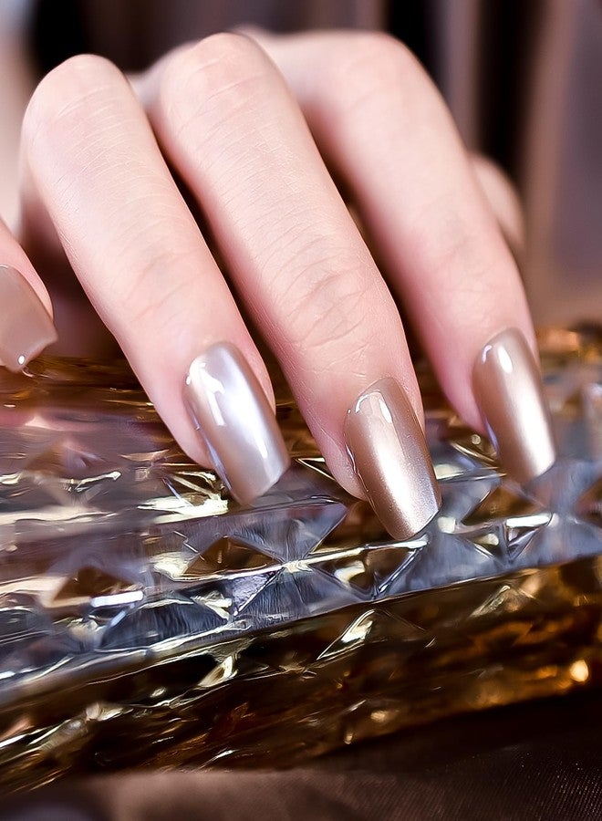 Dorlink iMABC 30pcs Glossy Ombre Brown Press On Nails Cat Eye Salon Manicure Medium Coffin Squoval Nail Art Tips Fake Nails Reusable Acrylic False Nails Stick On Nails for Women Girls - Image 2