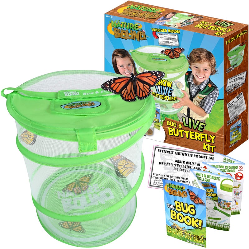 Nature Bound Butterfly Growing Kit - Live Caterpillar to Butterfly Project for Kids - Includes Voucher for Caterpillars, Green Pop-Up Enclosure, and STEM Learning Guide (Original Design) - Image 5