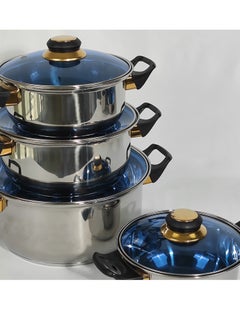HTH Set of 6 High Quality Stainless Steel Cookware Set Gas Stovetops Compatible for Family Meals Dishwasher Safe  - Image 2
