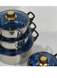 HTH Set of 6 High Quality Stainless Steel Cookware Set Gas Stovetops Compatible for Family Meals Dishwasher Safe  - Image 3