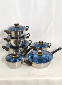 HTH Set of 6 High Quality Stainless Steel Cookware Set Gas Stovetops Compatible for Family Meals Dishwasher Safe  - Image 1