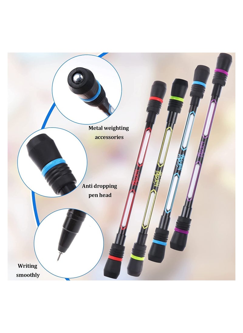 KASTWAVE - Spinning Pens 12 Pcs Writable Rolling Finger Pen Printing Spinning Rotating Pen Non-Slip Coated Mod with Weighted for Gaming Student Office Supplies Black Ink Student Relieve Stress (0.5 mm） - Image 1
