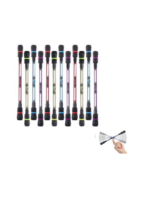 Spinning Pens 12 Pcs Writable Rolling Finger Pen Printing Spinning Rotating Pen Non-Slip Coated Mod with Weighted for Gaming Student Office Supplies Black Ink Student Relieve Stress (0.5 mm）
