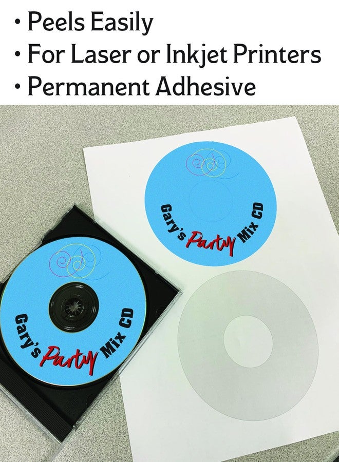Blank Labels CD/DVD Label Full Face | Qty 100 Disc, 200 Spine | 50 Sheets Total | Permanent White Matte | Inkjet & Laser Compatible | Customizable Printable | Blank Label - Image 3