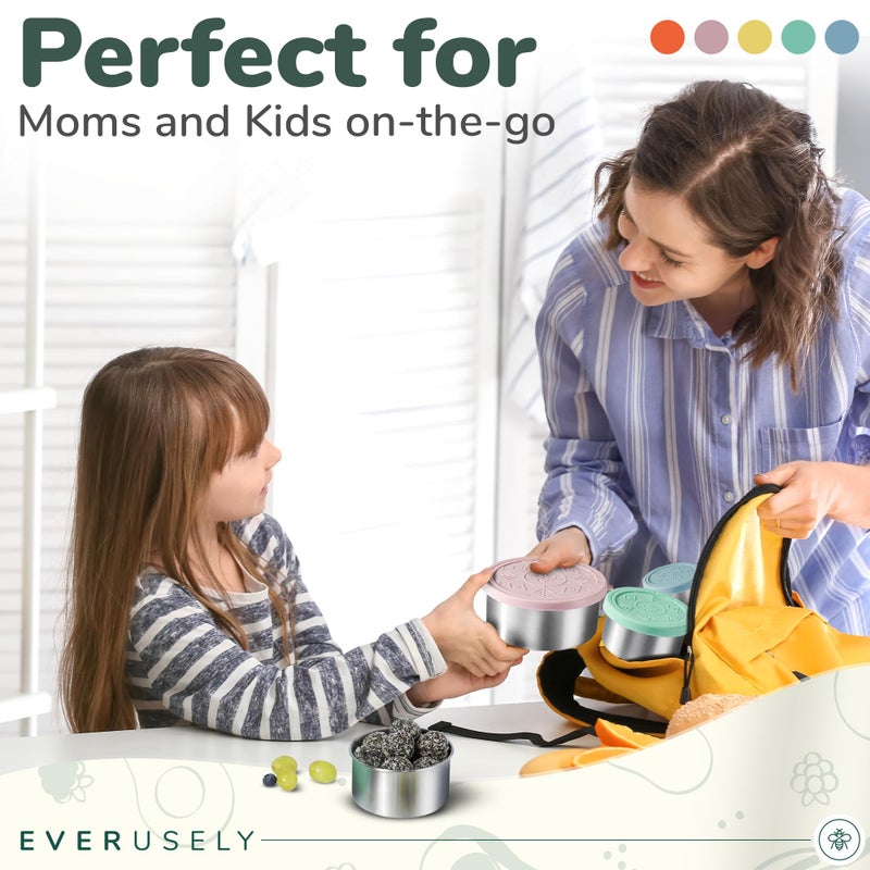 Everusely Stainless Steel Containers with Lids, Leakproof Stainless Steel Food Containers, Nesting Stainless Steel Snack Containers, Metal Lunch Container,Stainless Steel Lunch Box Containers - Image 5