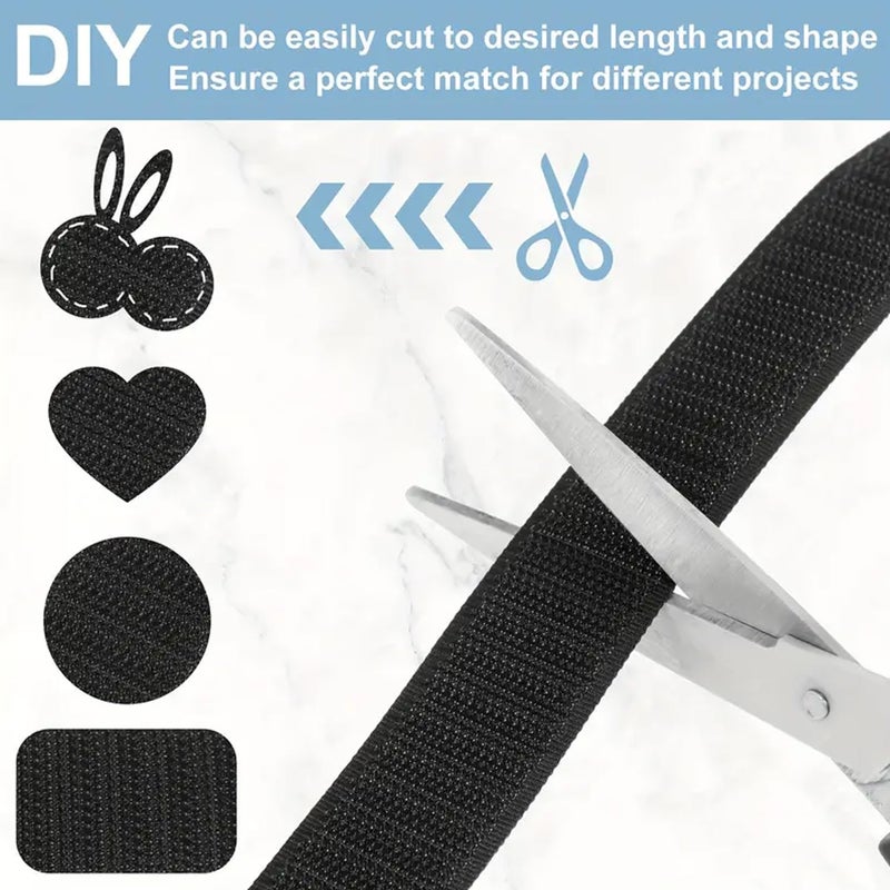 Aakriti Aakriti Sew on Hook and Loop Tape, Non-Adhesive Sticky Back Nylon Fabric Fastener Interlocking Tape for Sewing Crafts DIY, Clothes & Shoes Size-0.75INCH(20 MM) (5M - Black)  - Image 3