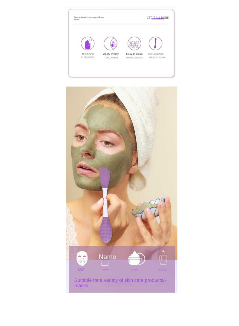 1-Piece Dual-Ended Silicone Face Mask Brush for Cleaning, Massaging, and Applying Various Face Masks, Facial Cleansing, Cream, and Makeup Application Multicolour