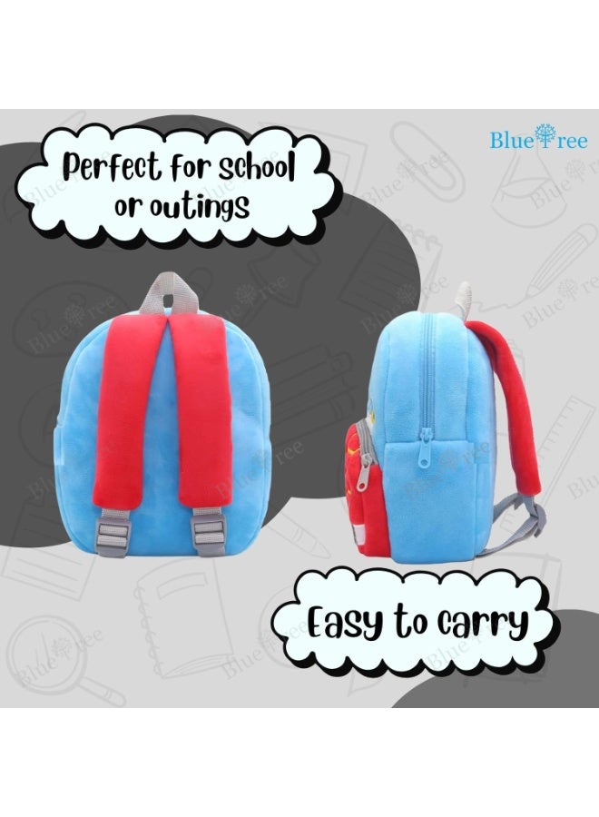 blue tree School Bag for Cute Kids for (1-6 Years), Preschool Soft Plush Ladder Truck Bag for Toddlers, Travel Cartoon Backpack for Baby Boys - Image 3