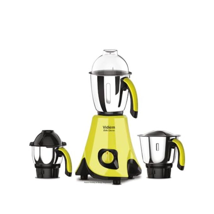 VIDIEM Eva Citron Mixer Grinder 650W with 3 Jars (1.5L, 0.75L, 0.4L) | ARIA Cool Tec Motor | Self-Locking Jars | Dynamically Balanced Blades | 5-Year Motor Warranty | Green - Image 1