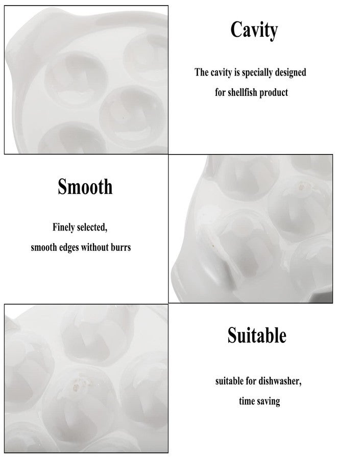 Okllen 4 Pack Ceramic Escargot Plates with 6 Holes and Handles, 6.5 Inch Seafood Snail Dish Footed Plates White Escargot Baking Dish Barbecue for Home, Kitchen, Restaurant - Image 3