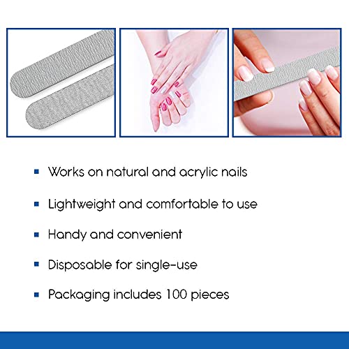 Flowery for The Pro Cushion Core Disposable Nail Files, 100/240 Grit, Double-Sided, Coarse/Medium Professional Shaper Smoother File, for All Types of Nails, 100 Count - Image 5