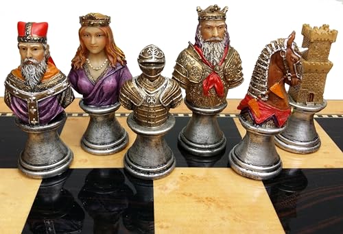 HPL Medieval Times Crusades RED Green Busts Set of Chess Men Pieces Hand Painted NO Board - Image 1
