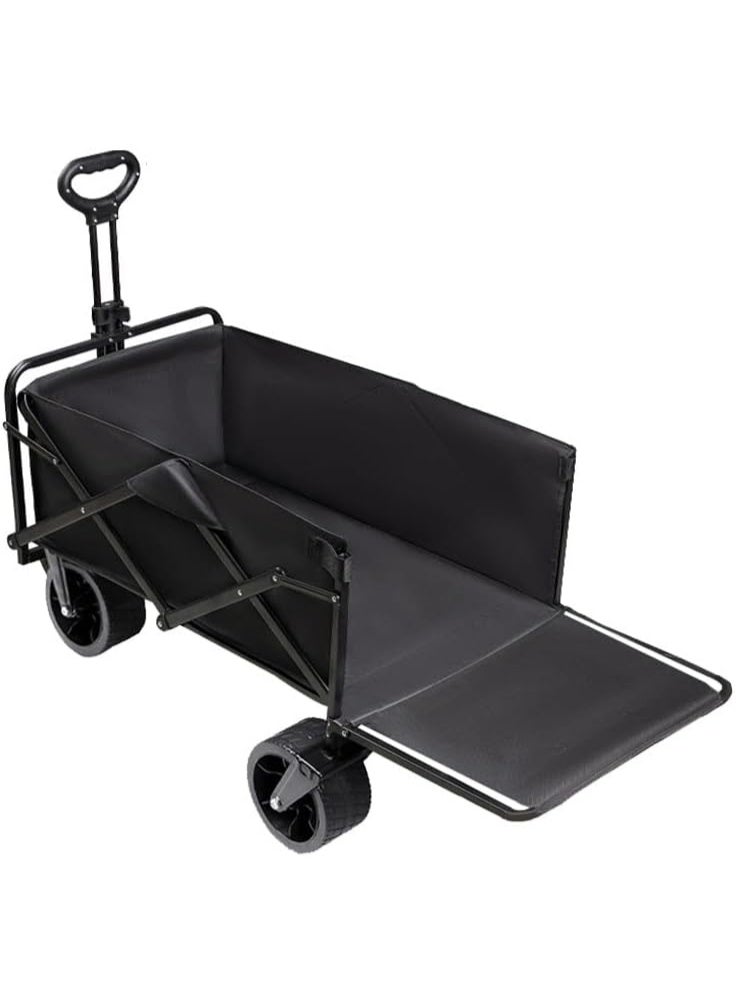 متجر الفرح عربة ترولي مع أقصى حمولة 550 رطل (250 كجم) وتخزين قابل للتوسيع، عربة قابلة للطي مع مقبض قابل للتعديل للتسوق في العطلات والتخييم في الهواء الطلق والحديقة والشاطئ، لون أسود - Image 5