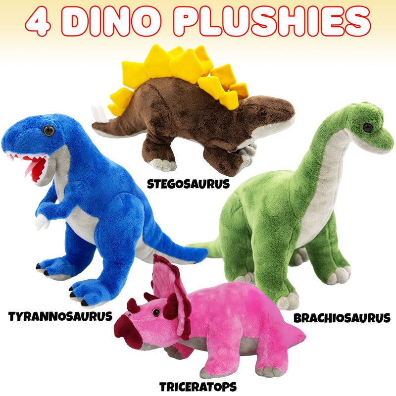 ArtCreativity Plush Dinosaur Stuffed Animals for Kids, Set of 4, Stuffed Dinosaurs Plushy for Boys and Girls Ages 3+, Plush Animals Dinosaur Toys for Kids - Image 2