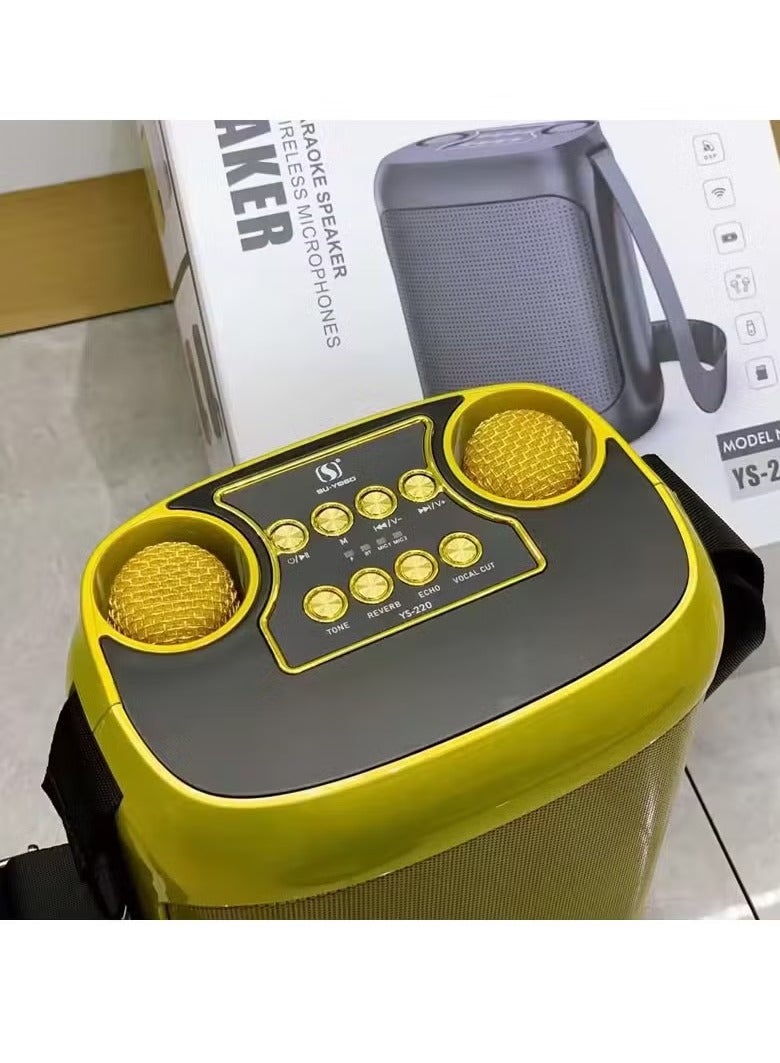 JAJEEK Outdoor Karaoke Speaker with Dual UHF Wireless Microphones – Big Strap Portable Speaker, Golden, High-Quality Sound, Perfect for Parties, Outdoor Events, and Karaoke Sessions - Image 3