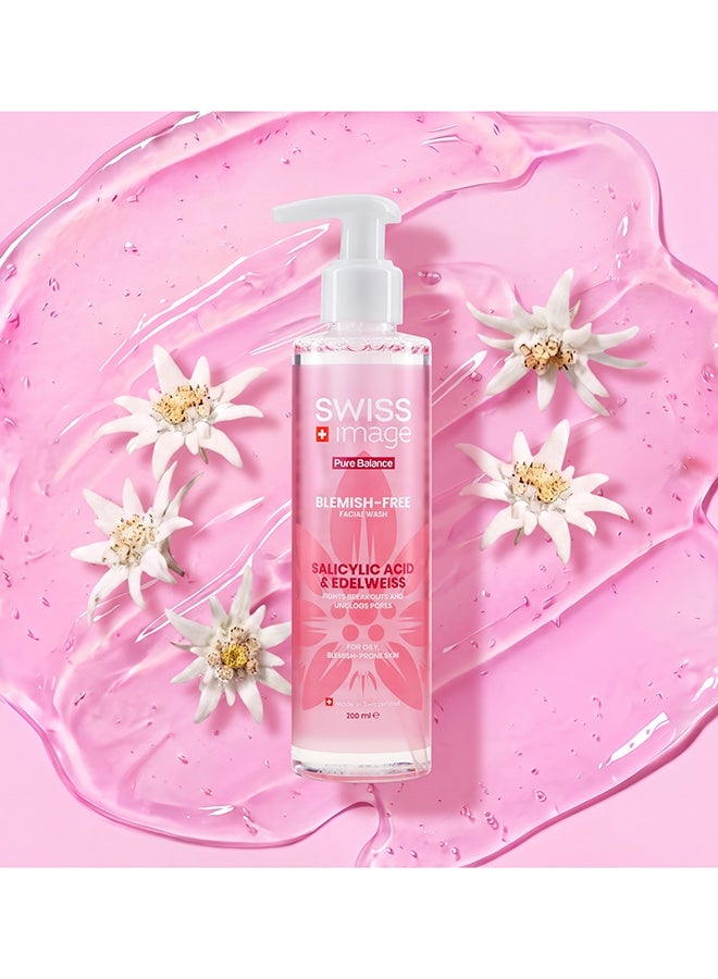 Swiss Image Pure Balance Blemish-Free Face Wash 200 ml | Salicylic Acid, Edelweiss, Glycerin & Alpine Glacier Water | Clears Acne, Unclogs Pores & Oil Control | Oily & Acne-Prone | For Men & Women - Image 3