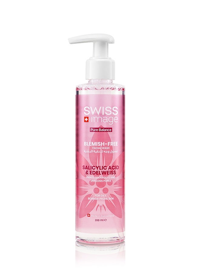 Swiss Image Pure Balance Blemish-Free Face Wash 200 ml | Salicylic Acid, Edelweiss, Glycerin & Alpine Glacier Water | Clears Acne, Unclogs Pores & Oil Control | Oily & Acne-Prone | For Men & Women - Image 1