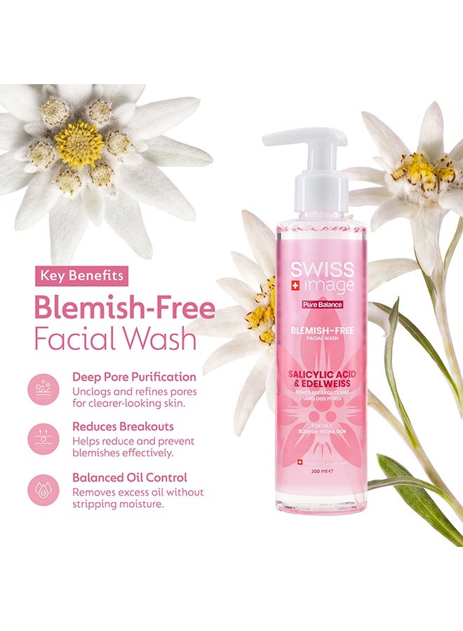 Swiss Image Pure Balance Blemish-Free Face Wash 200 ml | Salicylic Acid, Edelweiss, Glycerin & Alpine Glacier Water | Clears Acne, Unclogs Pores & Oil Control | Oily & Acne-Prone | For Men & Women - Image 5