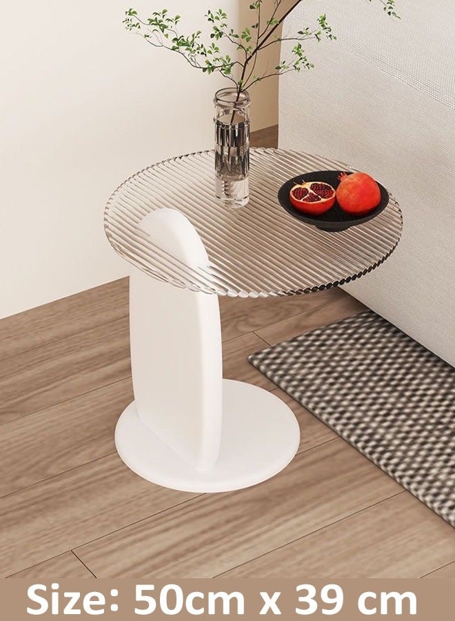 fashionhome Set of 2 Modern Design Stylish Luxury Round Edges Tempered Glass and Premium Wood Coffee Table Side Table for Bedroom Offices 80 x 33 and 50 x 39 Centimeter - Image 4