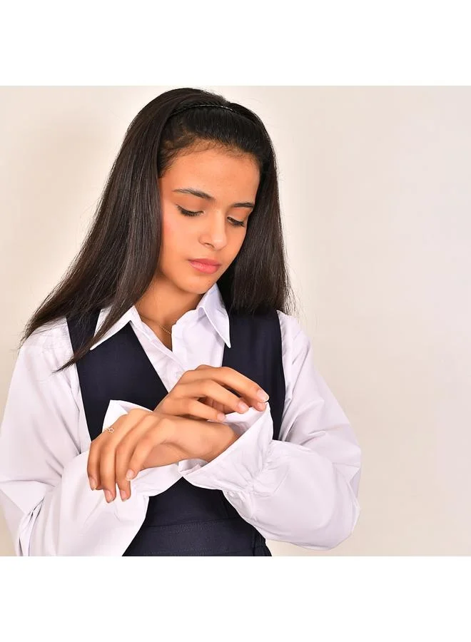 عبايات حوراء مريول كحلي شيال سادة بقصة مثلثه وزم من الجانبين - ثانوي