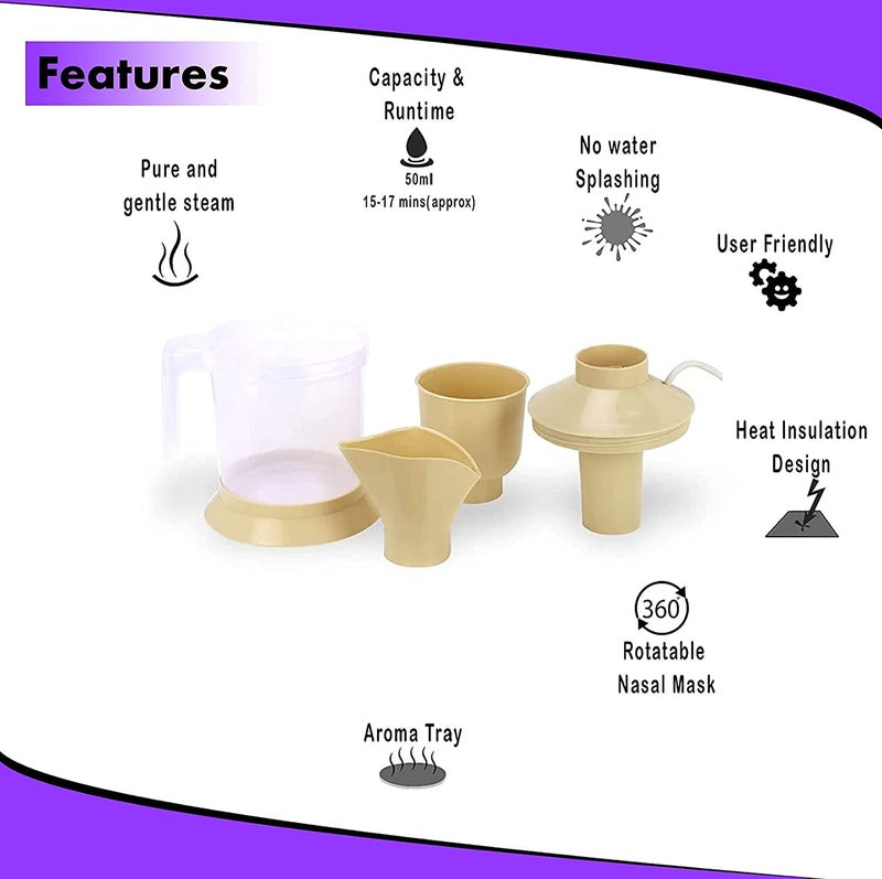 Nabhya 4 In 1 Steamer Steam inhaler for cold and cough Soothes Balm effect Steam Vaporizer Colour May Vary - Image 2
