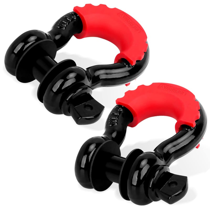 LIBERRWAY Shackles 34 2 Pack LIBERRWAY 57000 lbs Break Strength with 78 Pin D Ring Shackle Rugged Off Road Shackles Heavy Duty D Ring for Vehicle Recovery Black