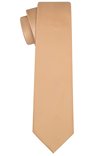 KissTies Mens Gold Tie Solid Desert Sand Color Necktie + Gift Box - Image 3